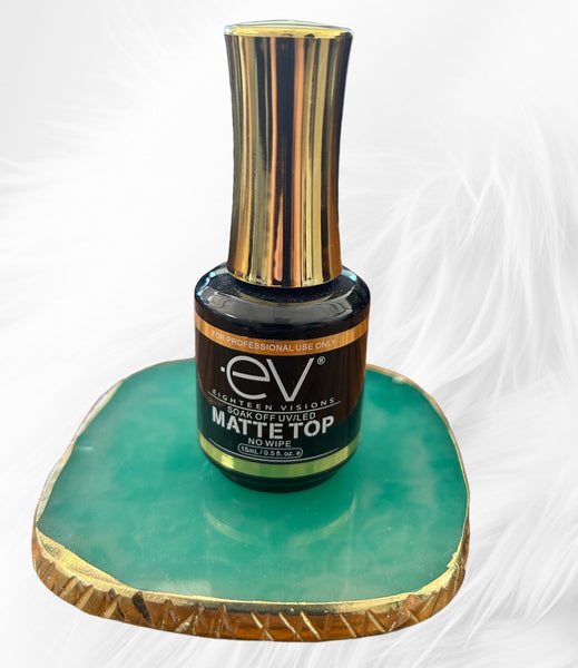 EV MATTE Gel Top Coat 15 mL (0.5 OZ) - No Wipe - SALON Quality, Long lasting!